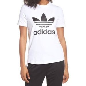 Adidas white/black trefoil tee